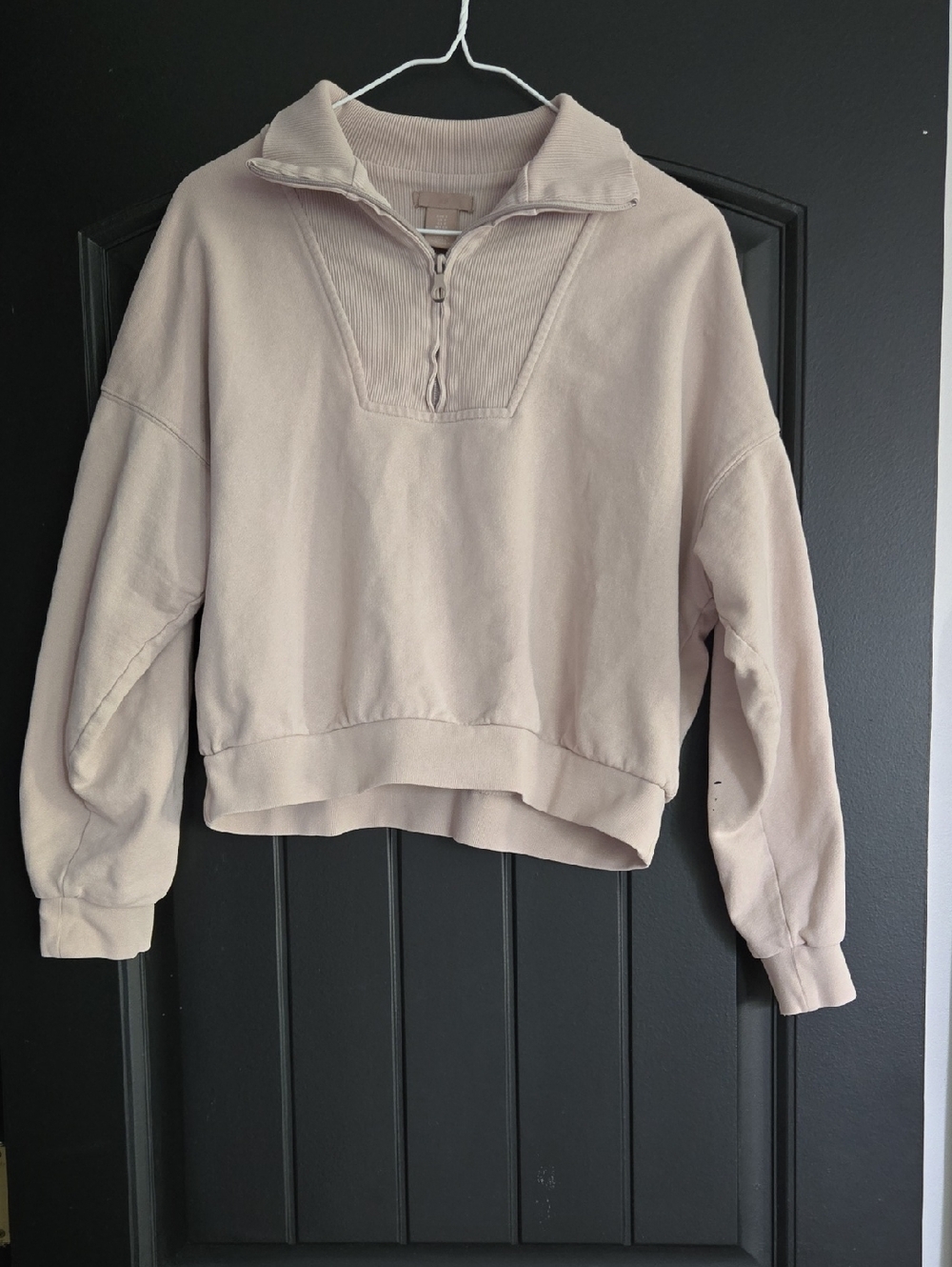 H&M Women's Half-Zip Sweatshirt in Light Taupe